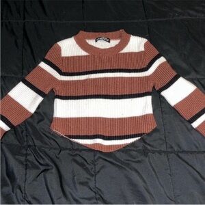 Striped Brown and White Women's Sweater